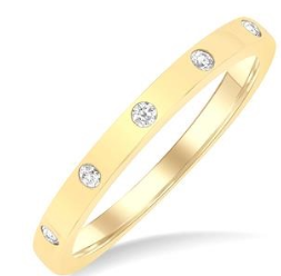 14K YELLOW GOLD BURNISH SET BAND WITH 0.25CTW DIAMONDS