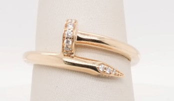 14K YG NAIL RING 0.09CTW