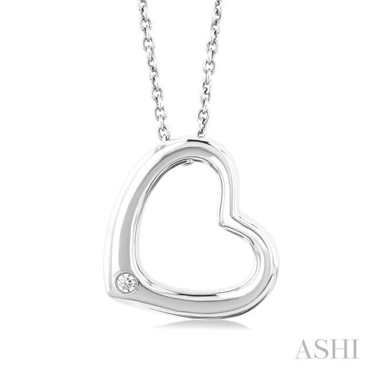 SILVER .01CTW HEART NECKLACE