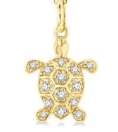 10K YELLOW GOLD TURTLE PENDANT DIAMONDS 0.15CTW