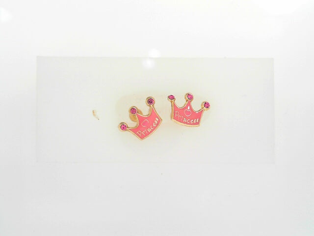 14KY CHILDRENS PRINCESS CROWN EARRINGS