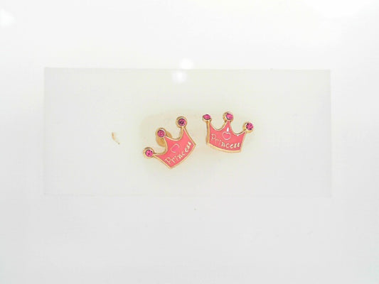 14KY CHILDRENS PRINCESS CROWN EARRINGS