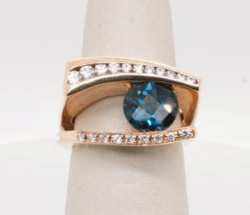 14K YG 1.0 CT LBT 26PT .44 CT DIA RING FRANK REUBEL DESIGNS