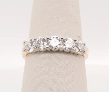 14KYG SHARED PRONG 5 STONE BAND 1.50CTW