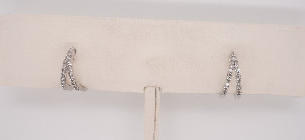 14K WG PETITE SPLIT HUGGIE EARRINGS 0.20CTW