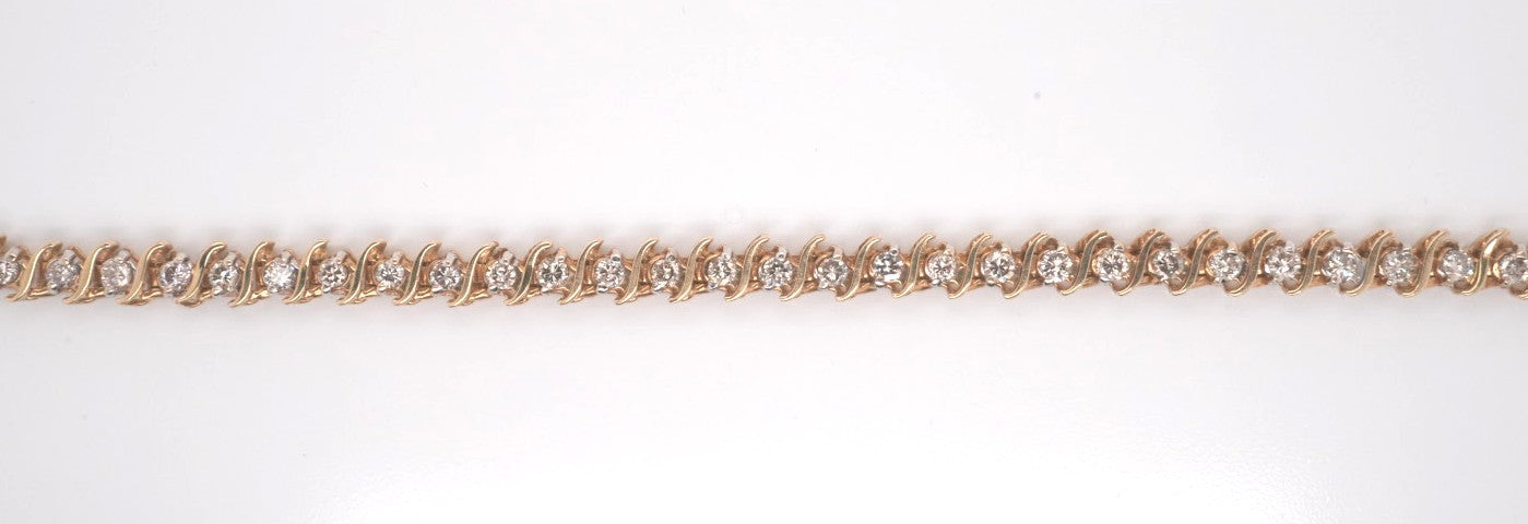 LADIES 14K YG DIAMOND S LINK TENNIS BRACELET APX 2CTW