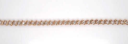 LADIES 14K YG DIAMOND S LINK TENNIS BRACELET APX 2CTW
