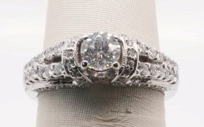 LADIES 14KW ENG RING ROUND CENTER APX 0.38CTW 1 CTW