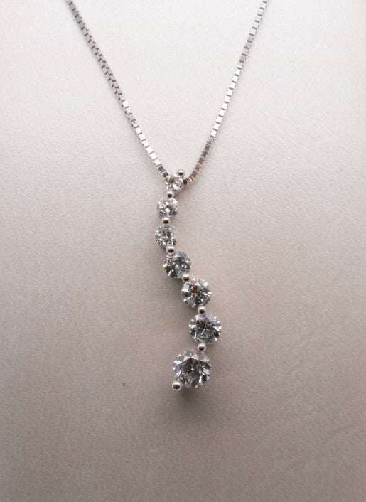 14K WG ROUND DIAMOND JOURNEY PENDANT APX 1CTW SI1/ GH