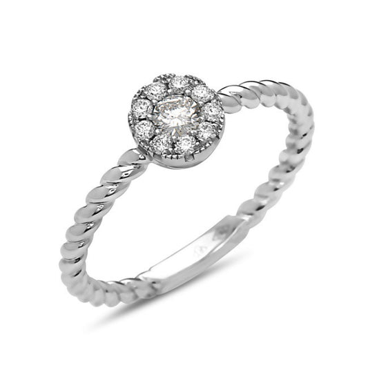 LADIES 18KWG  ROUND CLUSTER RING D=0.23CTW