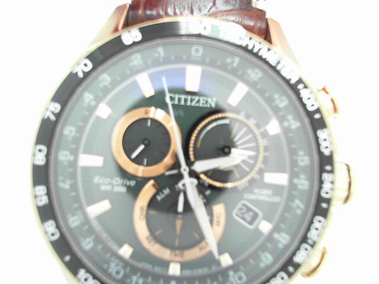 MEN ECO WR200 BRWN STRAP GREEN CHRONO