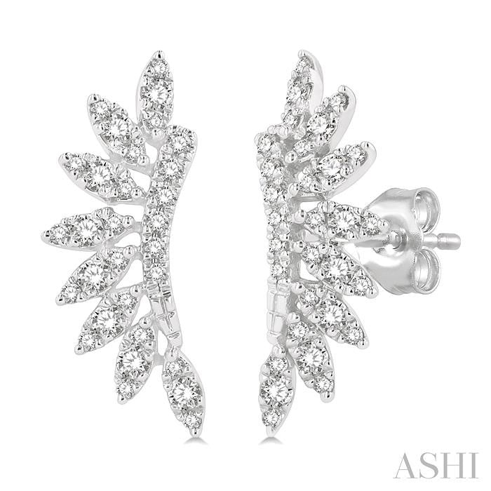 14K WG PETITE MARQUISE SHAPE EARRINGS 0.30CTW