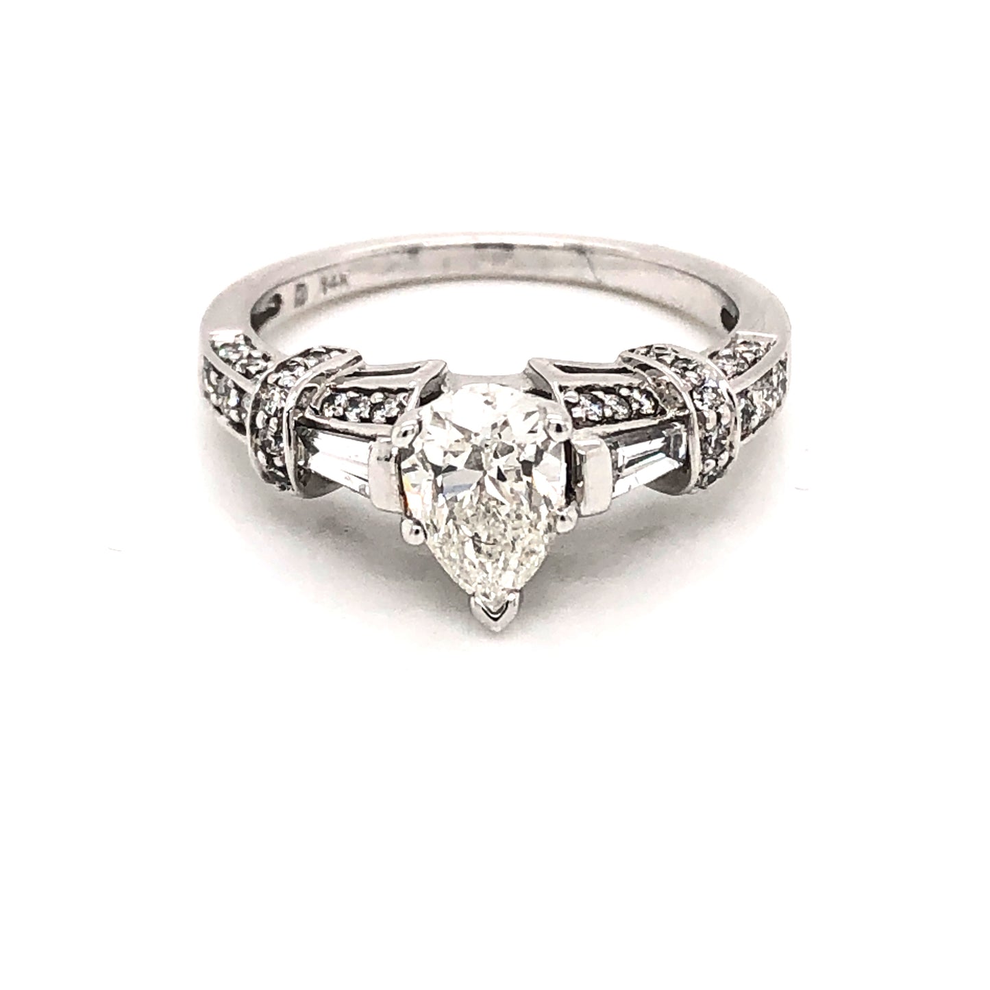 14K WG 1.51 CTW PEAR DIAMOND ENGAGEMENT RING 1.00CTW CENTER SI2/I