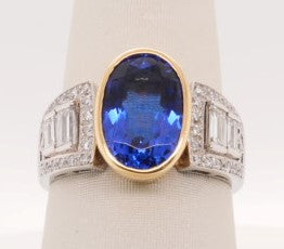 LDS PLAT/18KY RING TANZ 4.03CTW DIA 0.57CTW