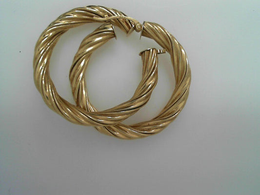 LADIES 14K YG TWISTED HOOP EARRINGS ESTATE