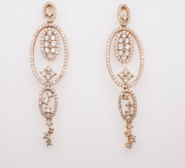 18KY 2.13 CT DIAMOND DANGLE EARRINGS