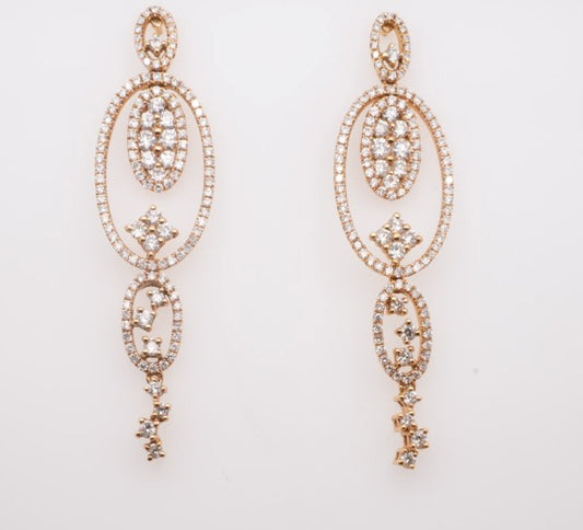 18KY 2.13 CT DIAMOND DANGLE EARRINGS