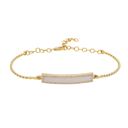 LADIES 14KYG MOP BRACELET D=0.17CTW MOP=1.66CTW