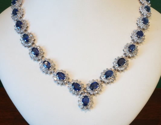 ESTATE 18KW 8.00 CTW DIA 24.75 CTW SAPP NECKLACE
