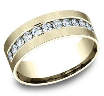 GTS 14K YG 8MM 12 DIAMOND BAND 0.96CTW SIZE 10
