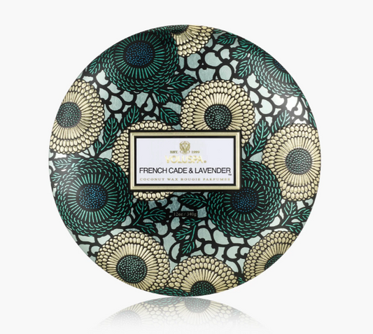 VOLUSPA FRENCH CADE LAVENDER 3 WICK TIN CANDLE