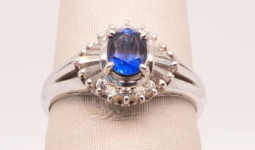 LADIES PLAT RING SAPH 0.70CTW DIAM 0.24CTW