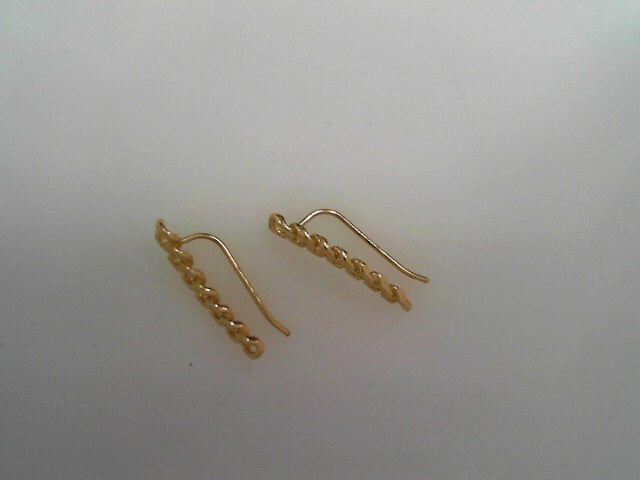 14K YG CLIMBER CURB EARRINGS