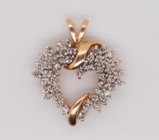 14K YG DIAMOND HEART PENDANT 1.00CTW 4.3GRAMS