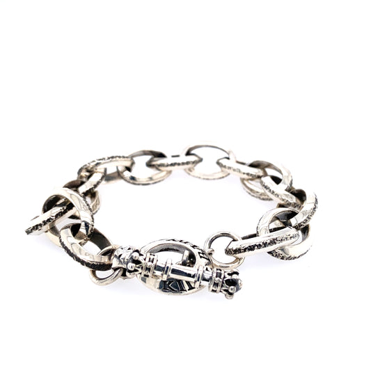 925 KING BABY LARGE BEVELED LINK BRACELET W/ T-BAR TOGGLE 8.75 IN.
