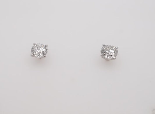 2.00CTW ROUND DIAMOND STUDS 14K WG 4 PRNG MARTINI BASKET