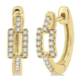 10K YELLOW GOLD PAPERCLIP HUGGIES PETITE DIAMONDS 0.20CTW