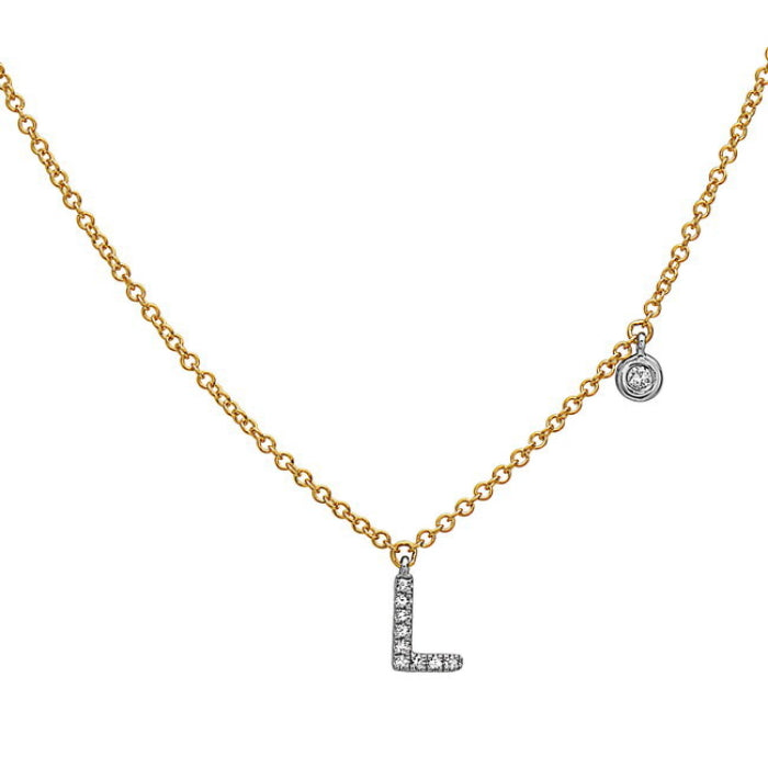 14K YG DIAMOND INTIAL L NECKLACE 0.05CTW