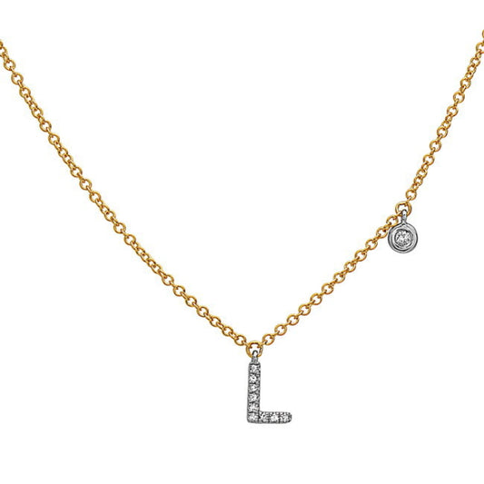 14K YG DIAMOND INTIAL L NECKLACE 0.05CTW