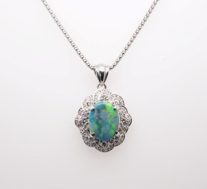 LDS PLAT NECKLACE OPA 3.17CTW DIAM 0.67CTW