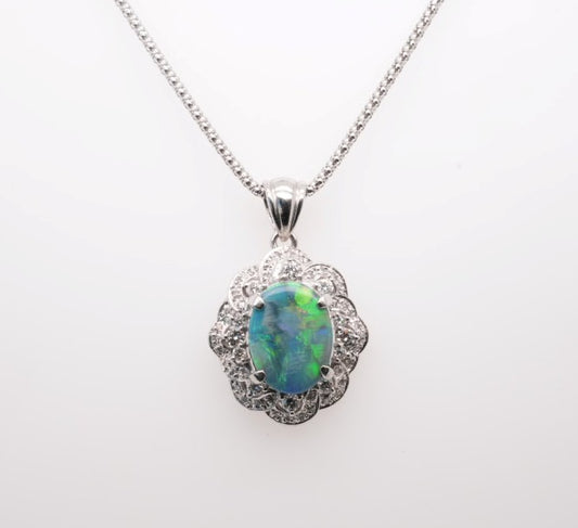 LDS PLAT NECKLACE OPA 3.17CTW DIAM 0.67CTW