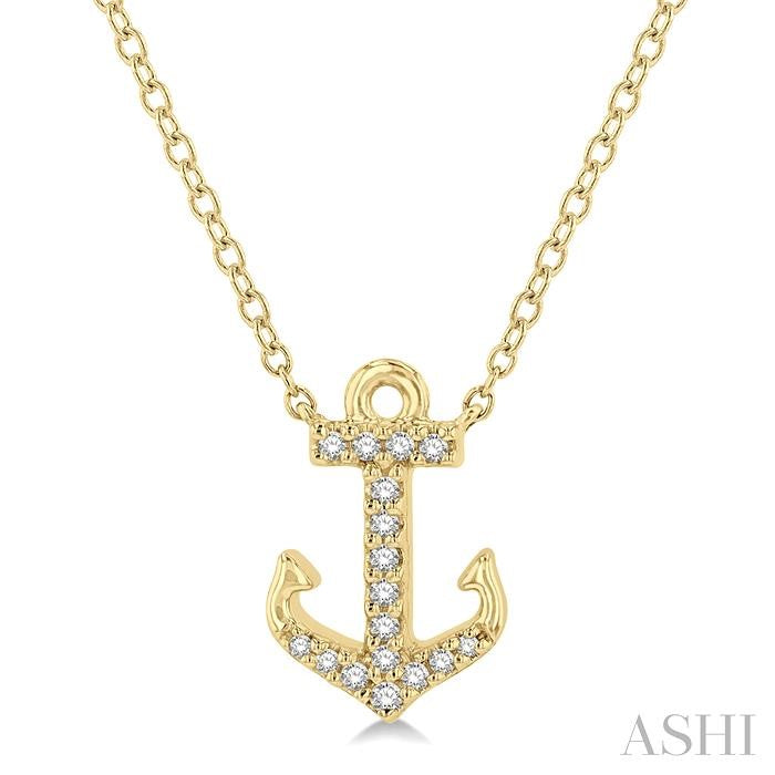 14K YG DIAMOND ANCHOR PENDANT 0.10CTW
