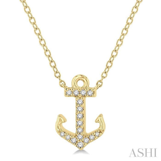 14K YG DIAMOND ANCHOR PENDANT 0.10CTW
