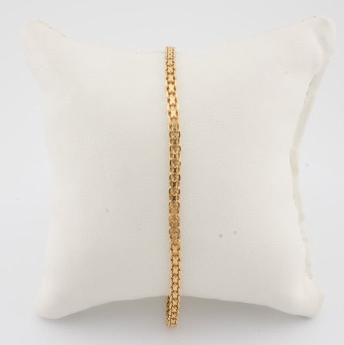 LADIES 18K YG FANCY LINK BRACELET 7"