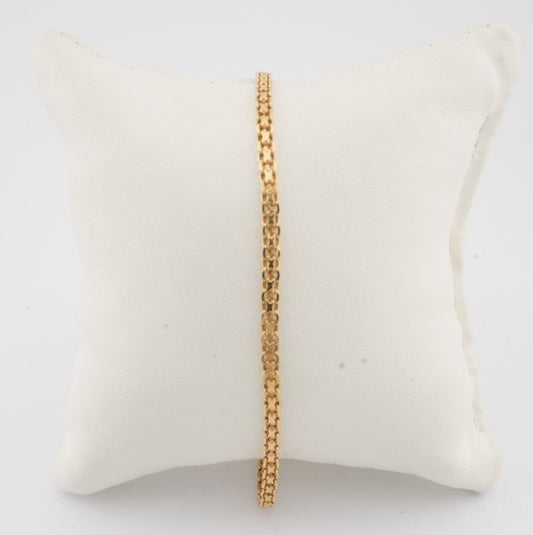 LADIES 18K YG FANCY LINK BRACELET 7"
