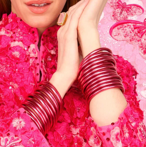 BDG PINK ALL WEATHER BANGLES SM SET OF 6