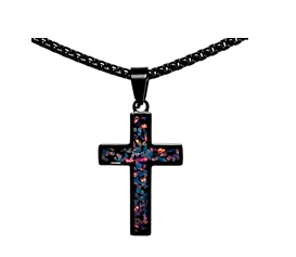 Steel Revolt Crushed Opal Aquamarine Cross Sm/Blk/2