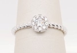 LADIES 18KWG  ROUND CLUSTER RING D=0.23CTW