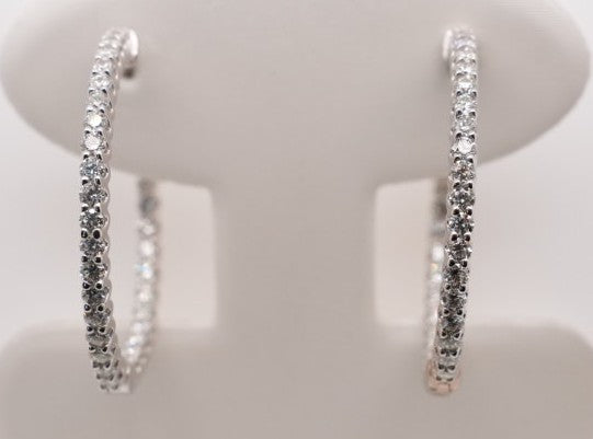 14K WG DIAMOND INSIDE/OUT HOOPS 2.25CTW