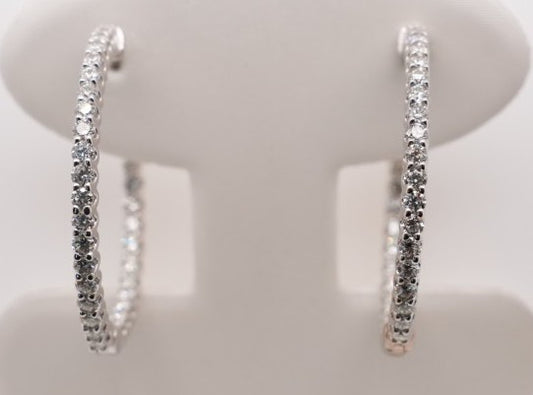 14K WG DIAMOND INSIDE/OUT HOOPS 2.25CTW