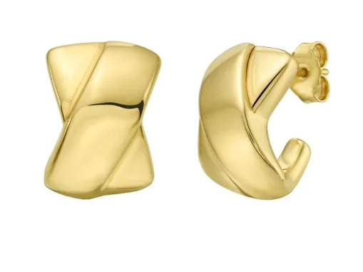 14K YG PUFFED X STUDS