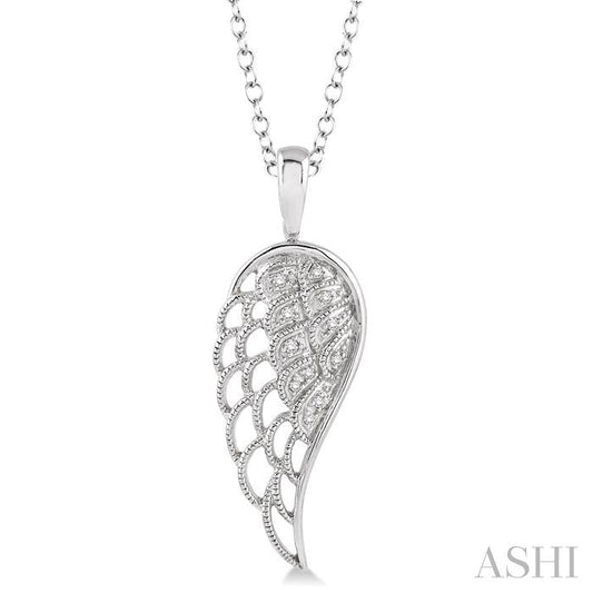 SILVER .05CTW ANGEL WING NECKLACE