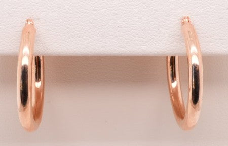 14K RG 25MM X 3MM TUBE HOOP EARRINGS
