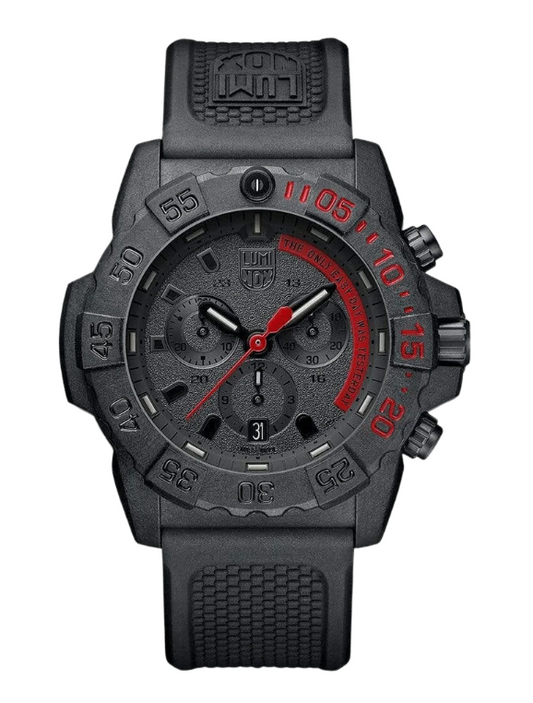 LUMINOX BLACK/RED WITH BLACK PU STRAP