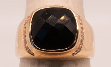 GTS 14K YG DIAMOND & ONYX RING