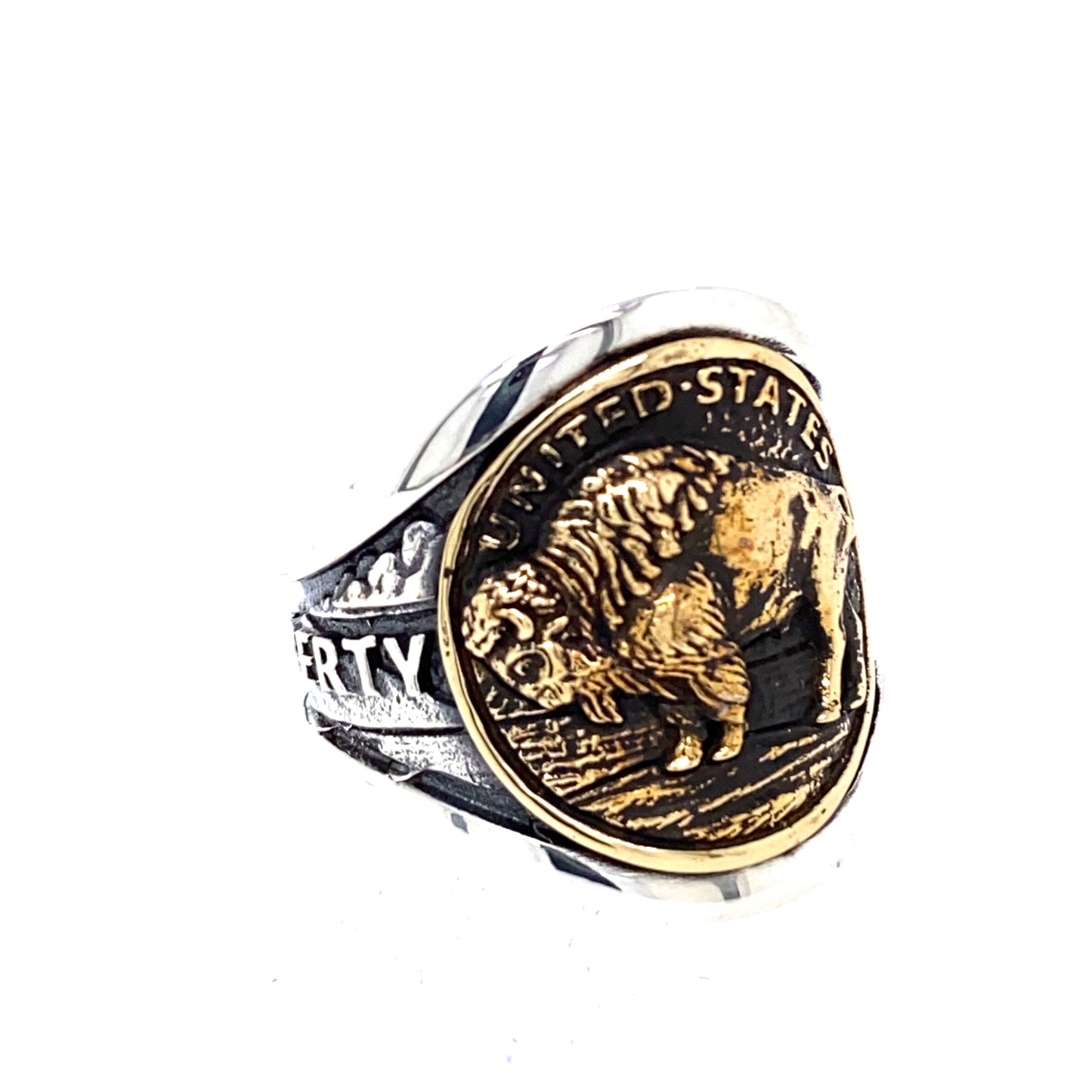 925 KING BABY BUFFALO NICKEL CIGAR BAND RING SIZE 12